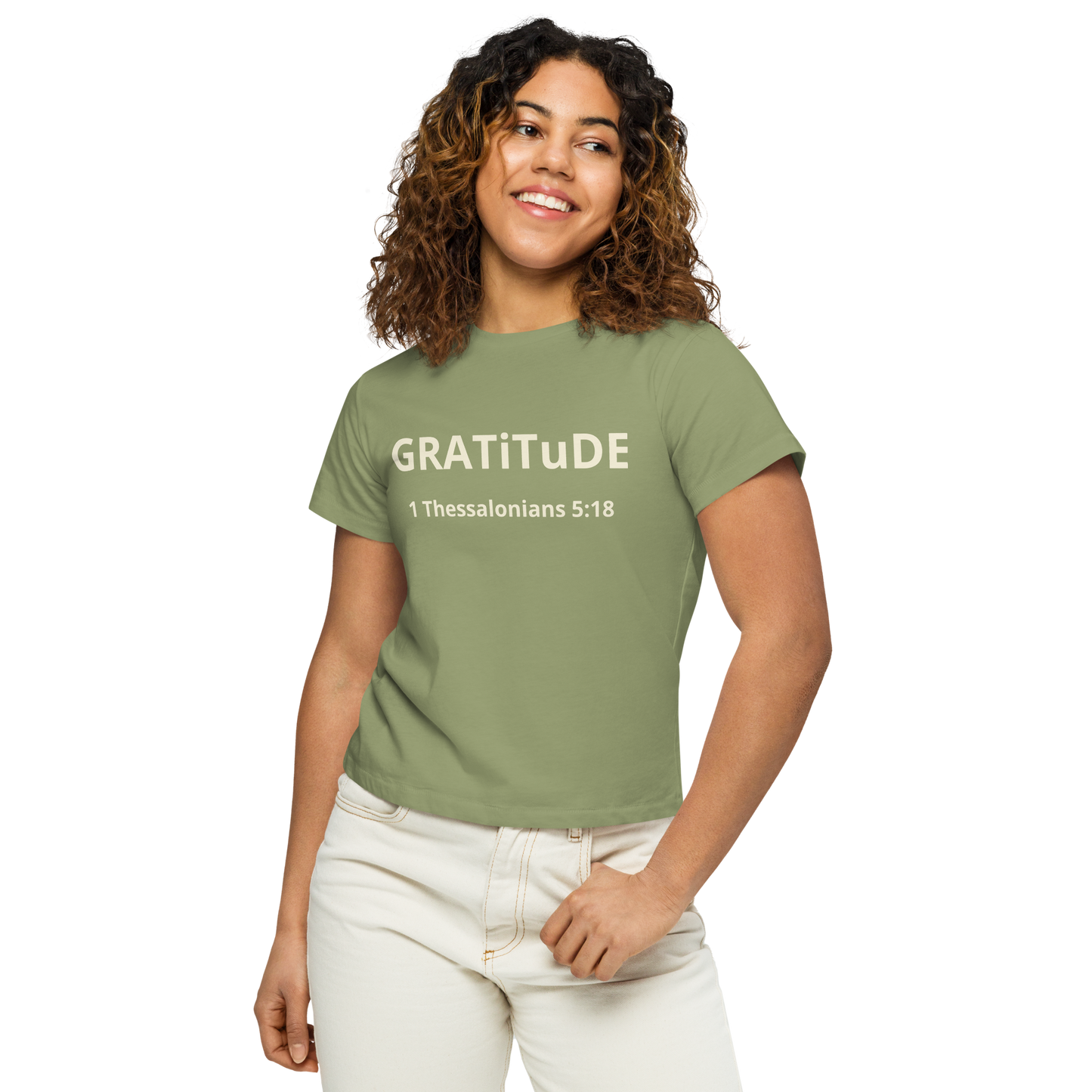 Gratitude women’s high-waisted t-shirt